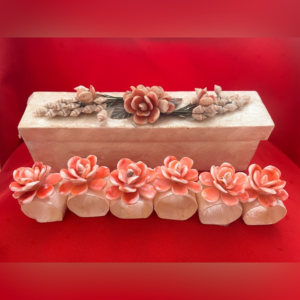 Vintage napkin rings made from capiz shells